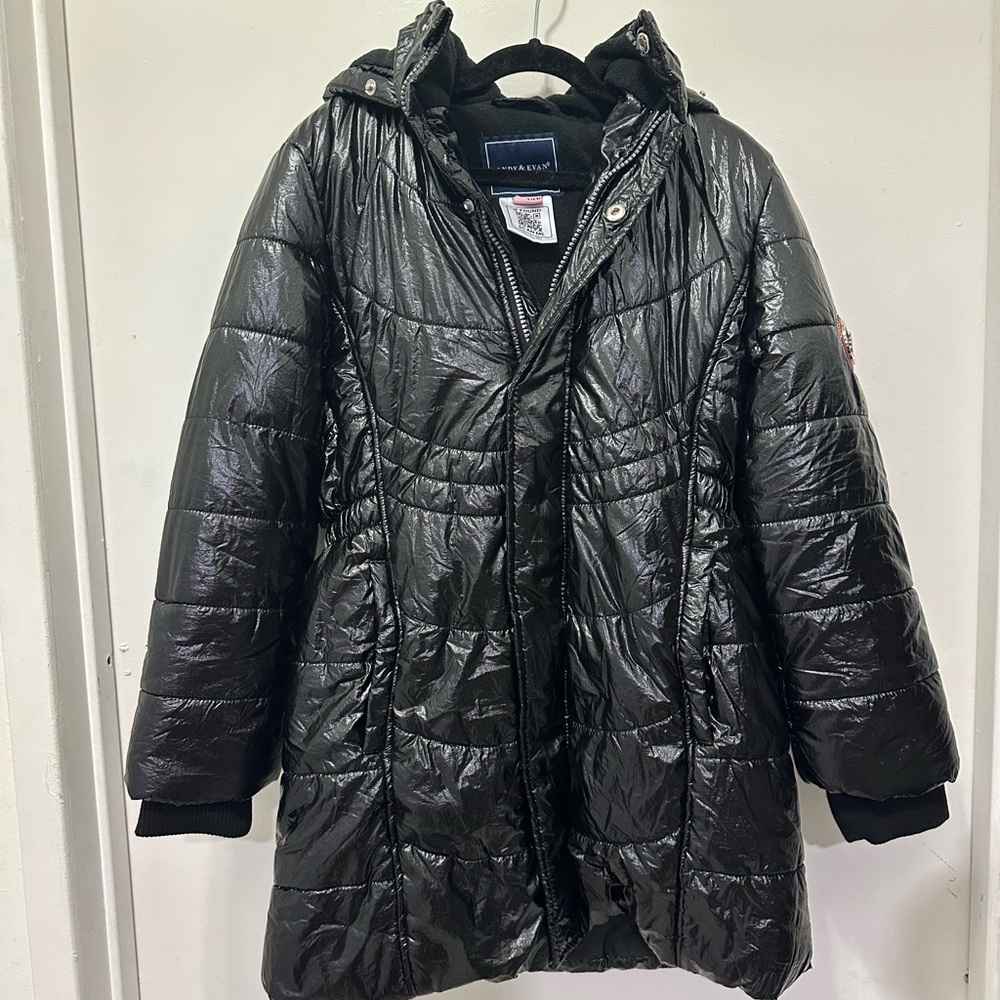 Andy & Evan Girls Black Quilted Hooded Puffer Coat Sz XL 11/12